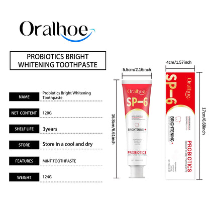 OralHoe Probiotic Whitening Toothpaste For Gentle Gum Care Teeth Stain Removal Fresh Sensitive Teeth Relief Daily Oral