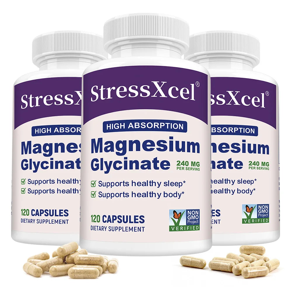 Magnesium Glycine Supplement with High Absorption Rate Supports Sleep, Muscle, Heart, Nerve Health, and Boosts Energy