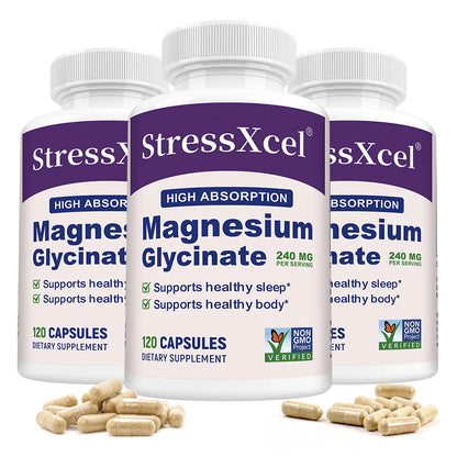 Magnesium Glycine Supplement with High Absorption Rate Supports Sleep, Muscle, Heart, Nerve Health, and Boosts Energy