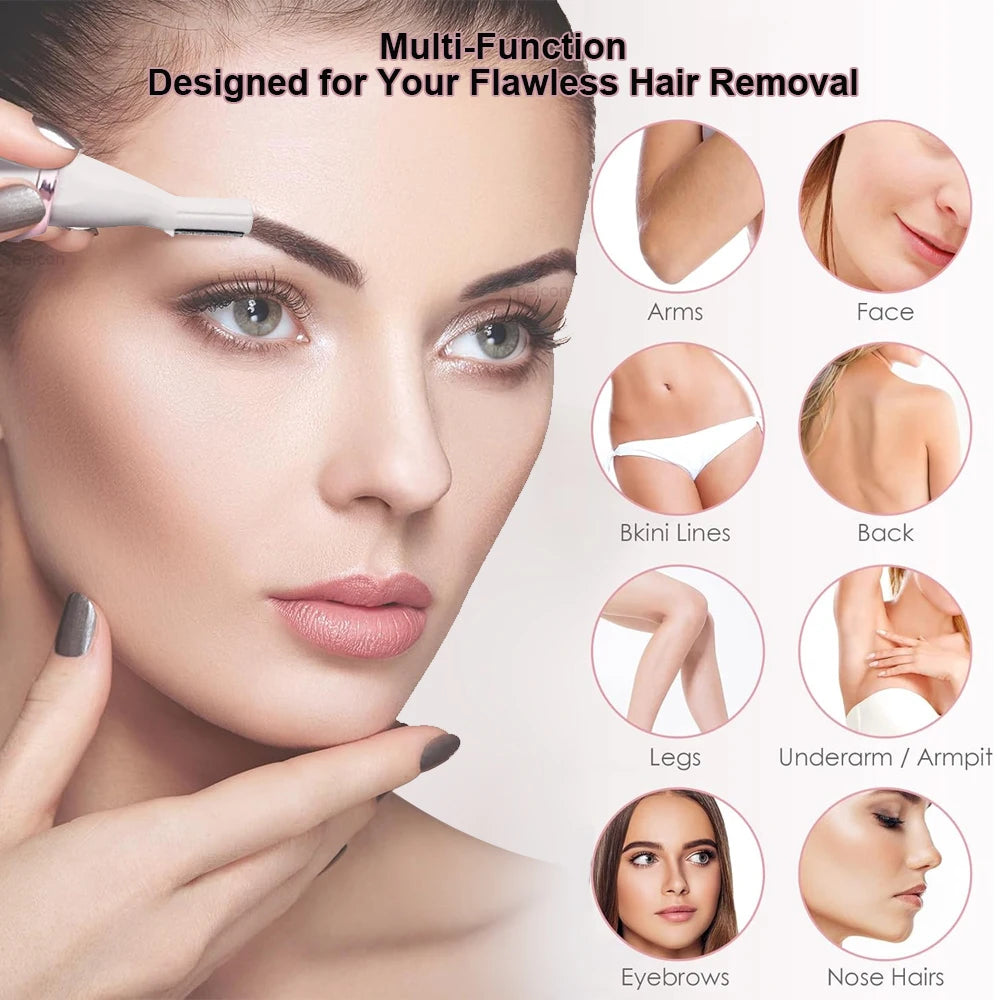 Electric Razor for Women Shaver 4in1 Hair Trimmer for Lady Face Armpit Leg Bikini Body Epilator Portable Painless Hair Remover