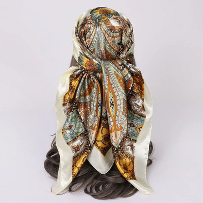 Head Scarf Women Pirate Costume Accessories Silk Red Bandana for Hair Wrapping Soft Neckerchief Silk Foulard Satin