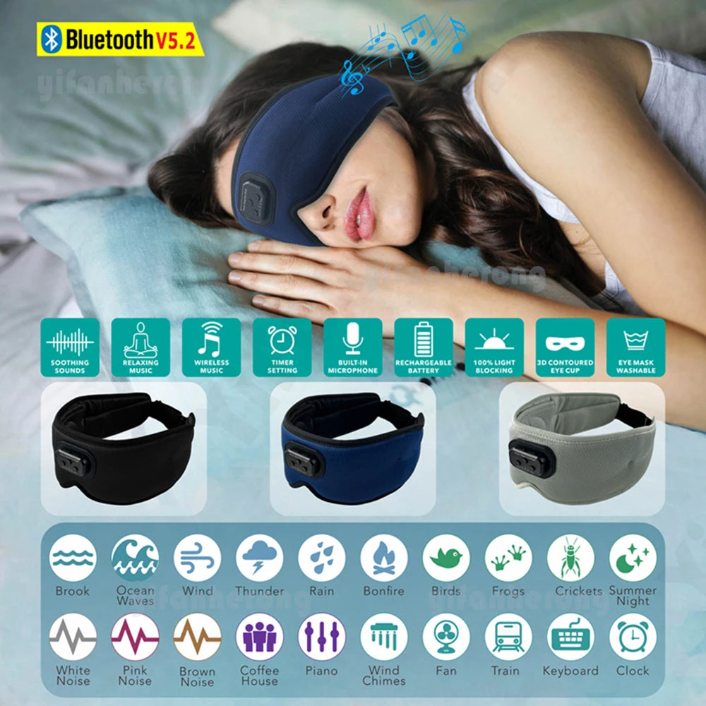 Sleeping Mask 3D Eye Mask HeadSet Headband Soft Elastic Comfortable Wireless Music Headset Eye Mask With Mic For Side Sleepers