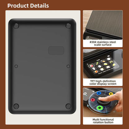 Smart Digital Kitchen Electronic Scale, 5kg Capacity Accurate 0.1g, TFT Display, Rechargeable with APP Nutrition Analysis