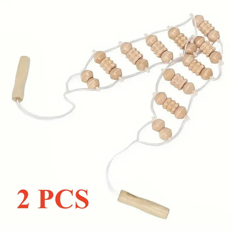 1/2pcs  Wooden Therapy Massage Tool Back Massager Roller Rope for Body Shaping Pain Relief Treatment