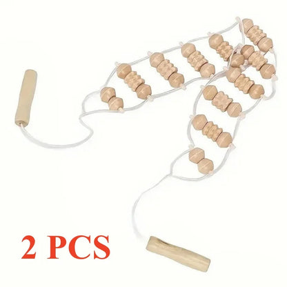 1/2pcs  Wooden Therapy Massage Tool Back Massager Roller Rope for Body Shaping Pain Relief Treatment