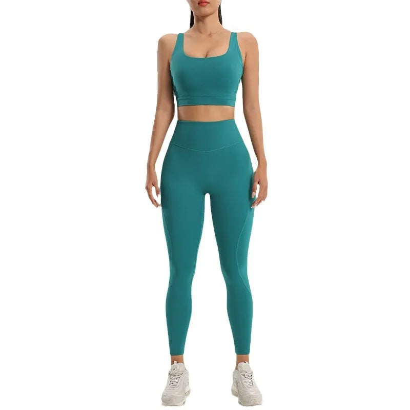Women's fitness suit yoga running two-piece set of bra underwear quick-dry bottom pants