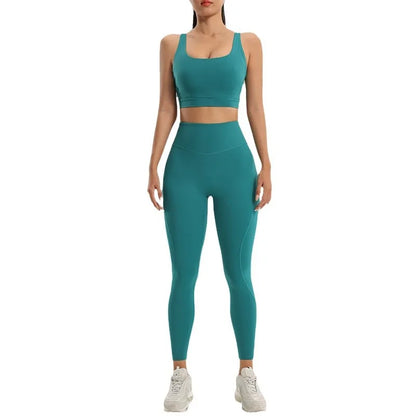 Women's fitness suit yoga running two-piece set of bra underwear quick-dry bottom pants