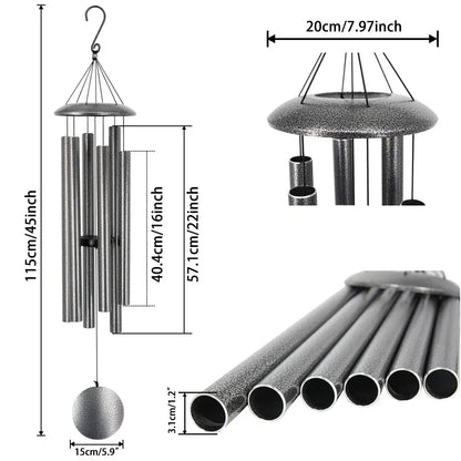 45 Inch Deep Tone Windchime Adjustable Tone Wind Chime Pendant Wind Chimes Bells Balcony Hanging Ornament Garden Home Decorative
