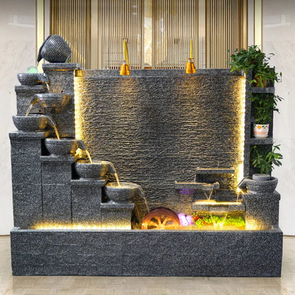 2 Meters Outdoor Water Fountain Yard Garden Villa Decoration Large Fountain Waterfall Concrete Fountains Zen Water Flows