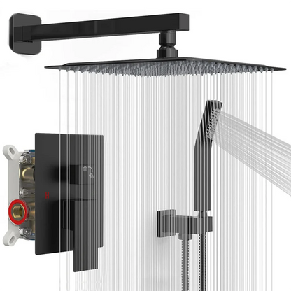 Chrome Shower Faucet Set Rainfall 12 Inch Concealed Shower System Wall Mounted Rainfall Bathroom Shower Tap With Handshower Set