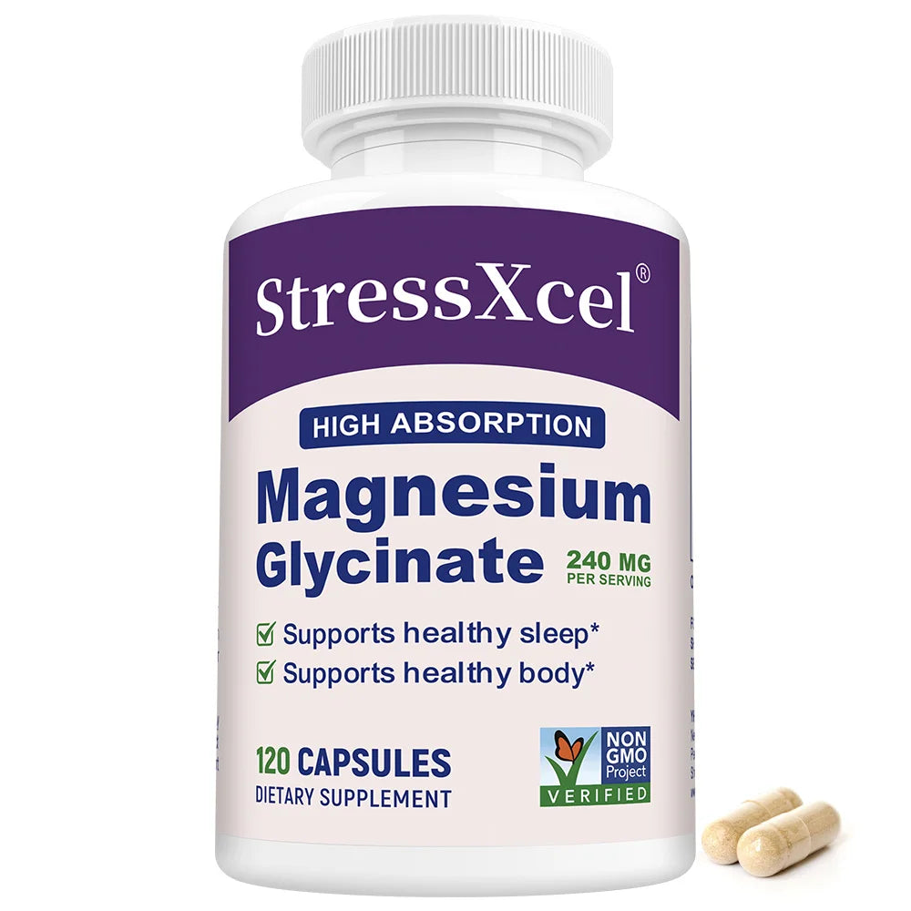 Magnesium Glycine Supplement with High Absorption Rate Supports Sleep, Muscle, Heart, Nerve Health, and Boosts Energy