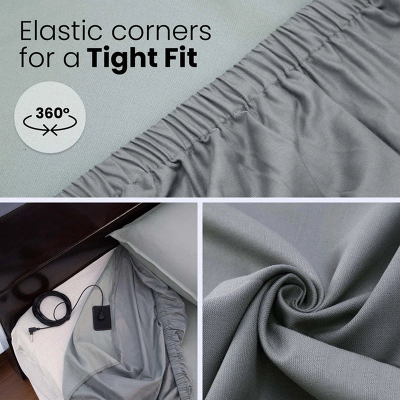 Grounding Sheet for Better Sleep - Cotton and Silver Conductive Fitted Sheet with Grounding Cord, Machine Washable for Twin
