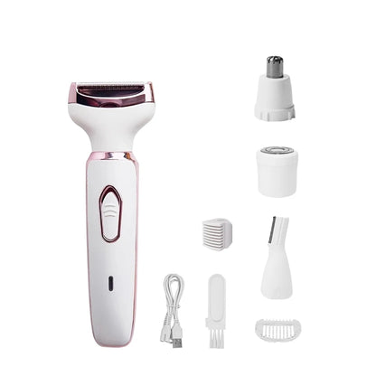 Electric Razor for Women Shaver 4in1 Hair Trimmer for Lady Face Armpit Leg Bikini Body Epilator Portable Painless Hair Remover