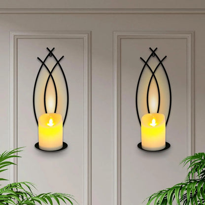 Wall Candle Sconces Holder Set of 2, Flame-Like Wall Decor Sconces Decorative Wall Sconces for Candles, Wall Mounted Candle Hol