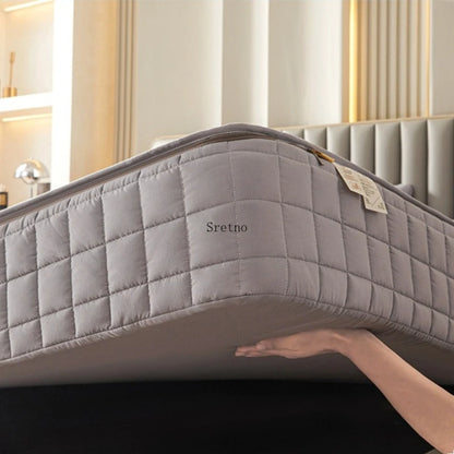 SRETNO 2026 New Upgrade 6-sided Fully Wrapped Fitted Sheet Polyester Cotton Brushed Mattress Protective Cover Zipper Disassembly