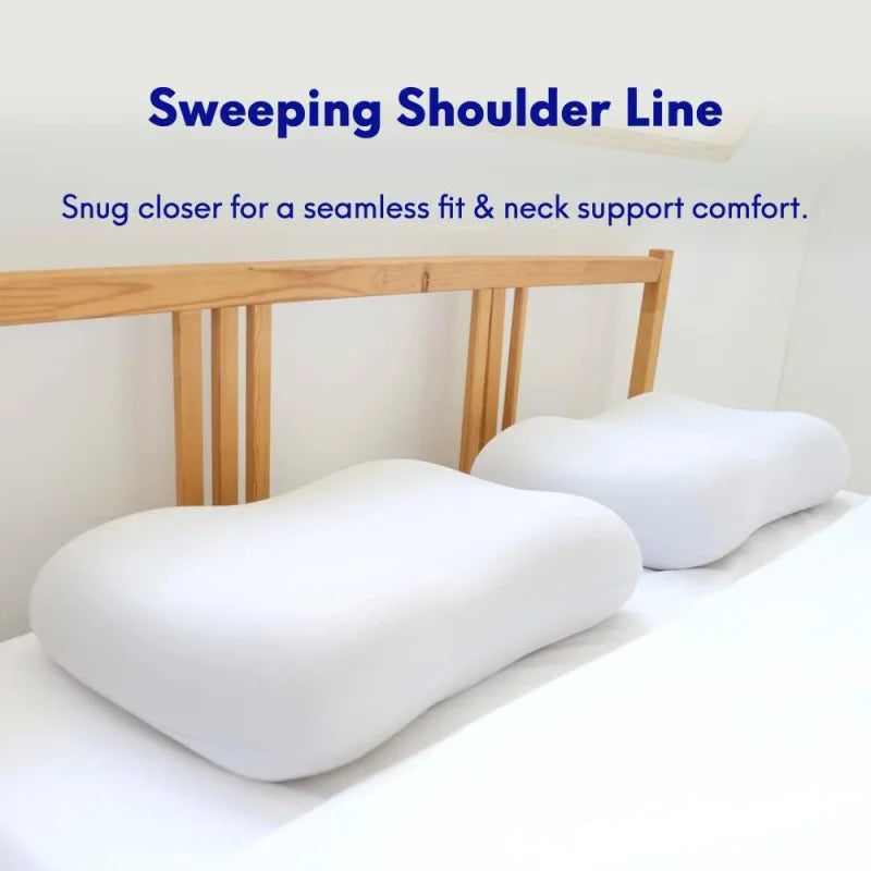 Deep Sleep Pillow, Patented Ergonomic Contour Design for Side & Back Sleepers, Orthopedic Cervical Shape Gently Cradles Head