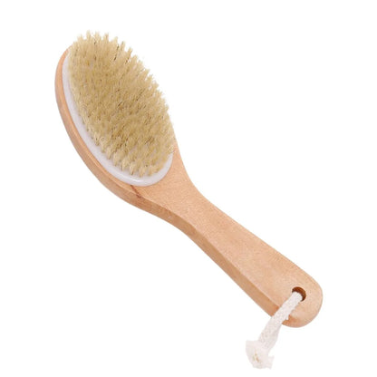 Body Brush Natural Boar Bristle Dry Skin Massage Body Brush Bamboo Wet Back Shower Brushes for Exfoliation