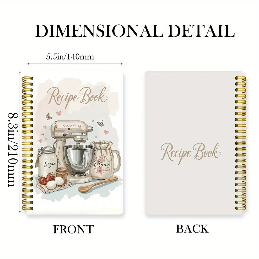 A printed cover notebook with recipe book illustrations and ingredient illustrations,for cooking enthusiasts,cooking plan record