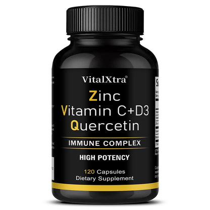 Zinc Quercetin 500 Mg with Vitamin C, Vitamin D3, and Bromelain, A High Potency Immune Support Supplement