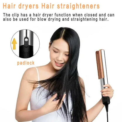 Professional 2-in-1 Hair Dryer and Straightener Negative Ion Iron Long Lasting Styling Tool Wet and Dry Straightener
