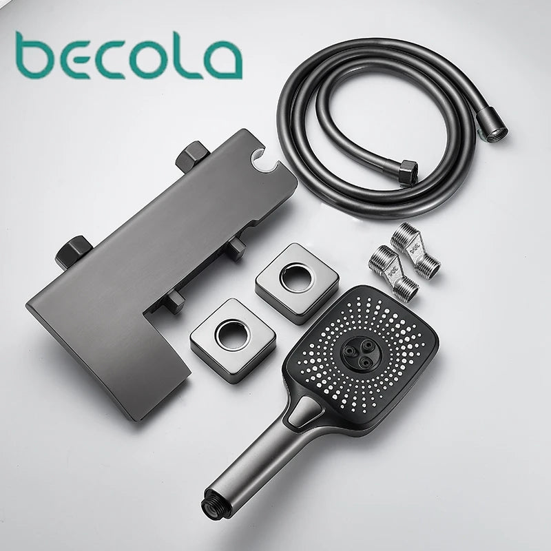 Becola bathroom shower set with intelligent digital display waterfall water outlet and handheld three types of water outlet