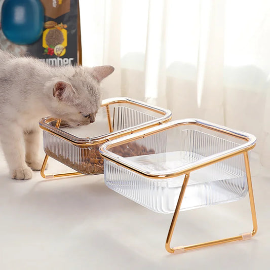 Non-Slip Raised Pet Food Bowls For Dogs And Cats-Tilted Design For Comfortable Feeding For Better Digestion Reduced Neck Strain
