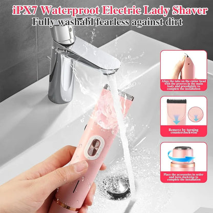 Electric Razors for Women 2in1 Bikini Trimmer Facial Mustache Shavers for Ladies Body Underarms Legs Portable Painless Epilator