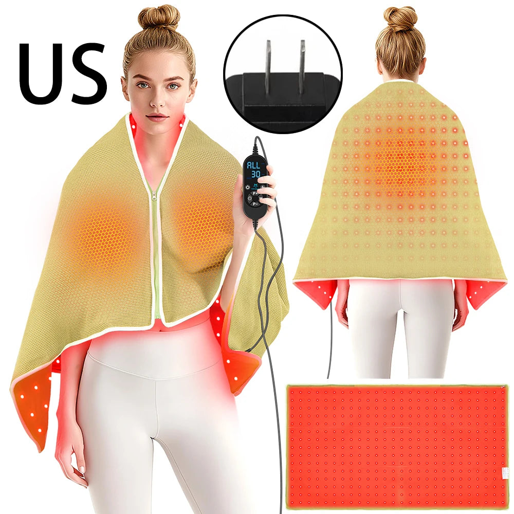 660nm Red Light Therapy Blanket Keep Warm Heating Shawl For Body Device Cushion 850nm Infrared Light Muscle Pain Relief Relax