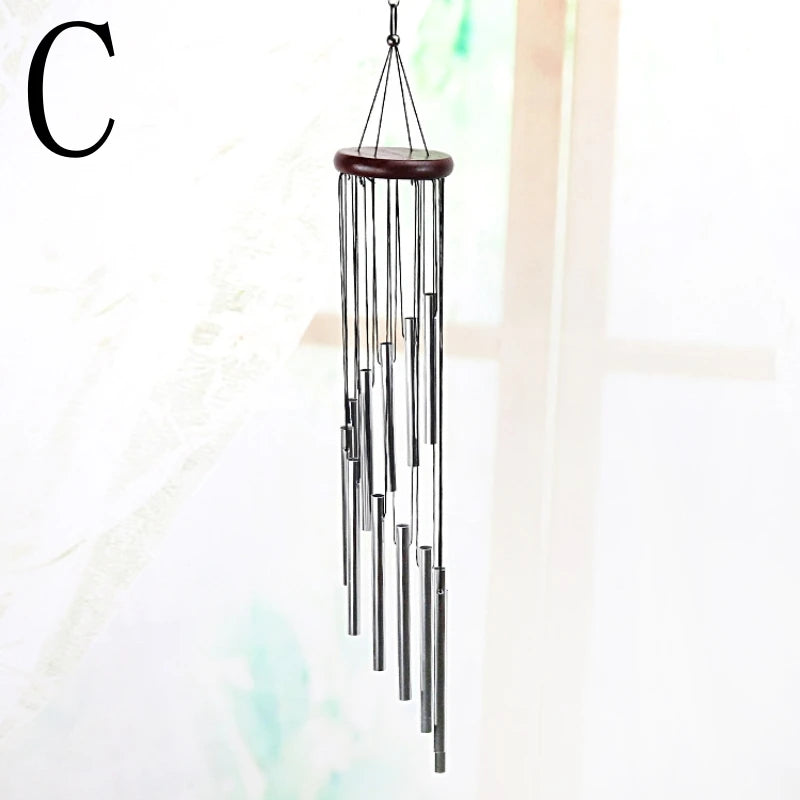 Solid Wood Wind Chimes Metal 12 Aluminum Tube Home Hanging Rotating   Wind Bells Garden, Balcony,  Craft Decoration Gift