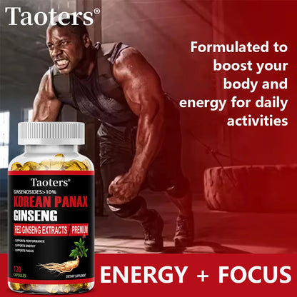 Korean Red Ginseng Supplement - Boosts Energy, Strength, Vitality, Performance and Focus, Improves Blood Circulation