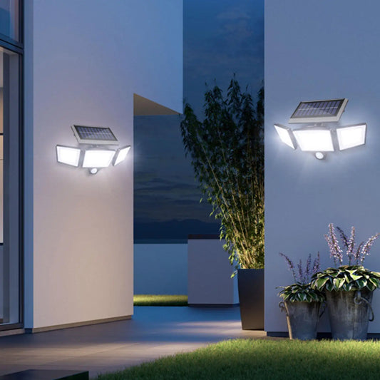 Solar Lights With Remote Motion Sensor 2500 LM Waterproof Lamp 3-Heads Outdoor Solar Yard Lights For Outside Garden Patio Yard