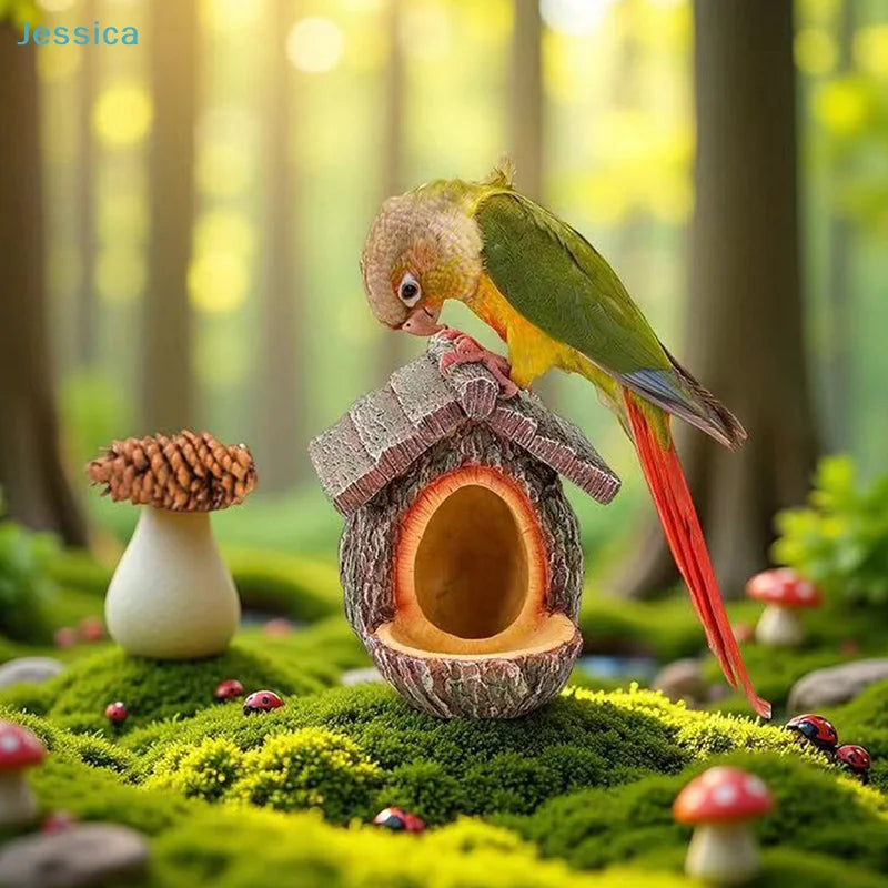 ♥Natural Bark Bird House – Weatherproof Hanging Bird Nest Feeder for Wild Birds & Garden Decoration