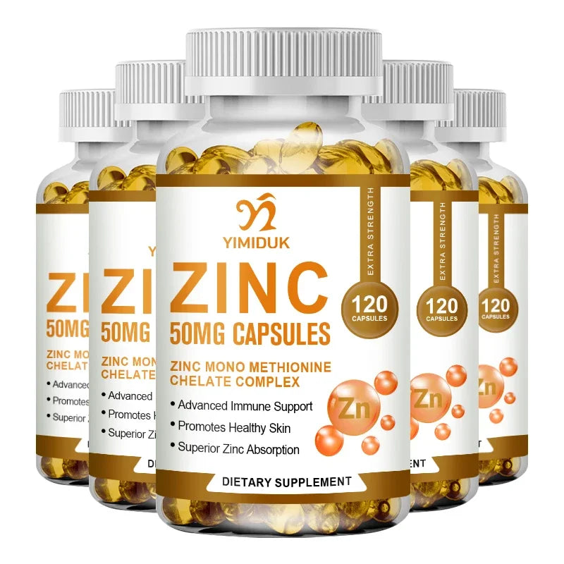 Zinc 50mg, High Potency Supplement - Immune Support System from Natural Zinc (Oxide/Citrate) 120 Capsules
