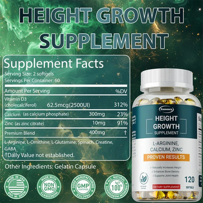 Height Growth Supplements - Strengthens Bones, Promotes Height Growth in Adults and Children, and Enhances Immunity