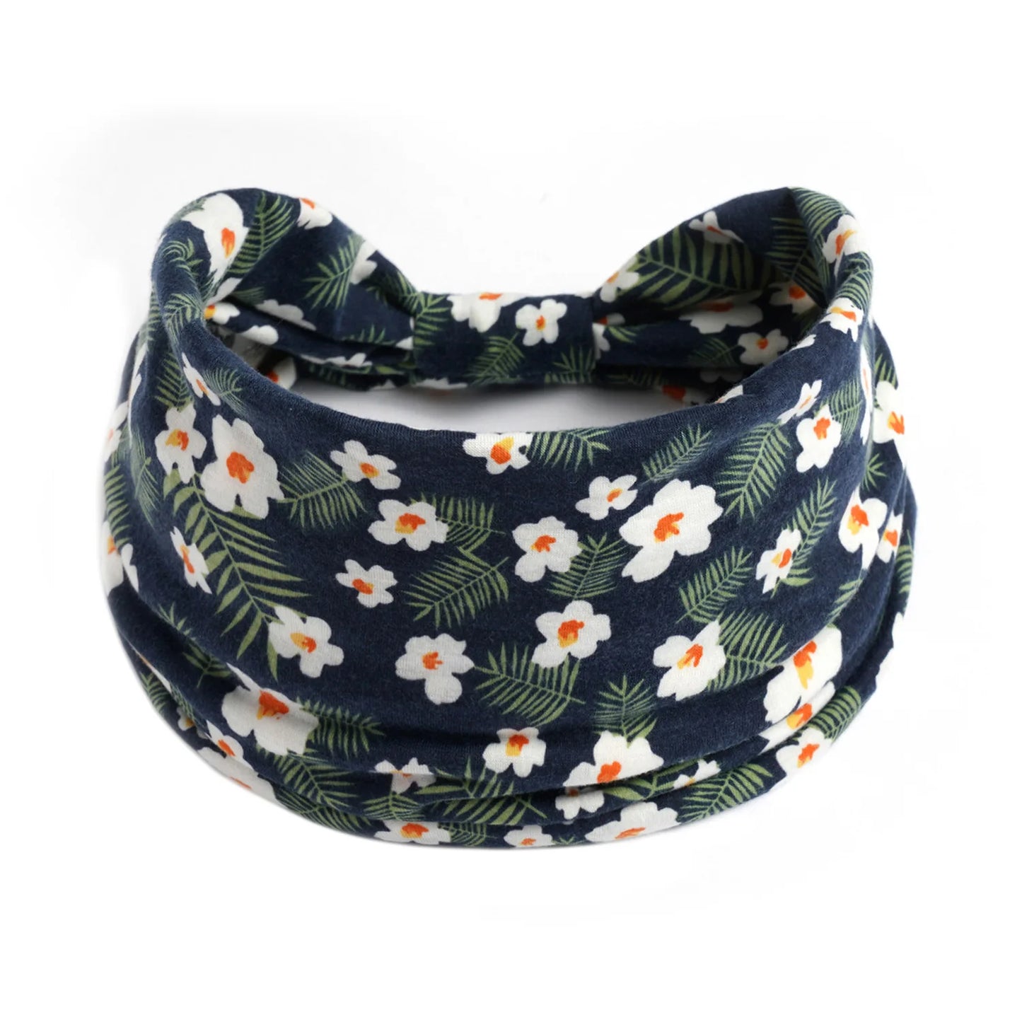 Boho Headbands Wide Knot Hair Scarf Floral Print Hairband Stretch Turban Headwrap Cotton Head Band Fashion Accessories for Women