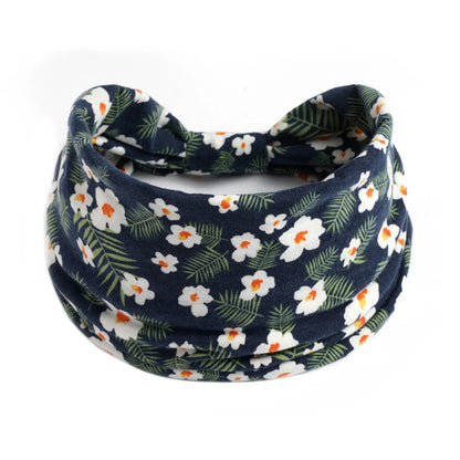 Boho Headbands Wide Knot Hair Scarf Floral Print Hairband Stretch Turban Headwrap Cotton Head Band Fashion Accessories for Women