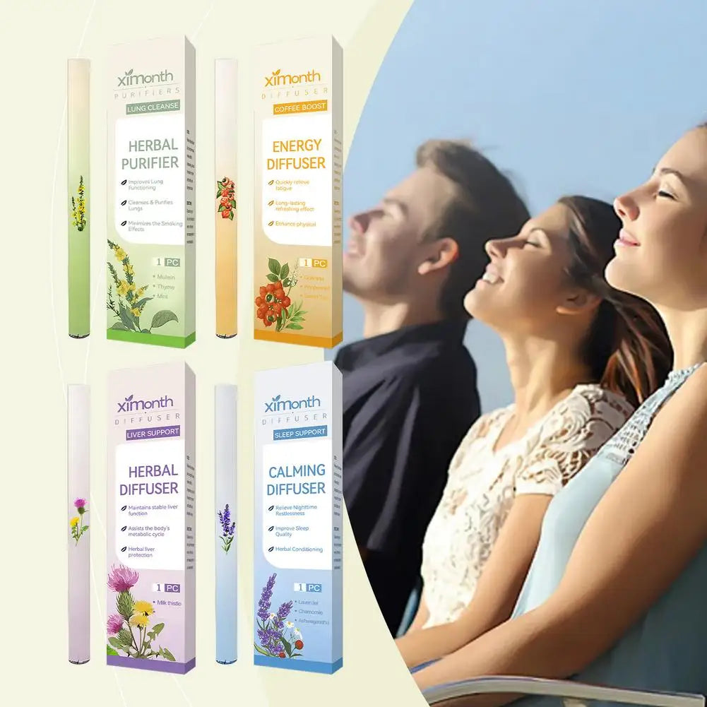 Herbal Diffuser with Mullein/Thyme/Mints Guarana/Green Tea Natural Energy Boost Clear Breathing Support for All Ages