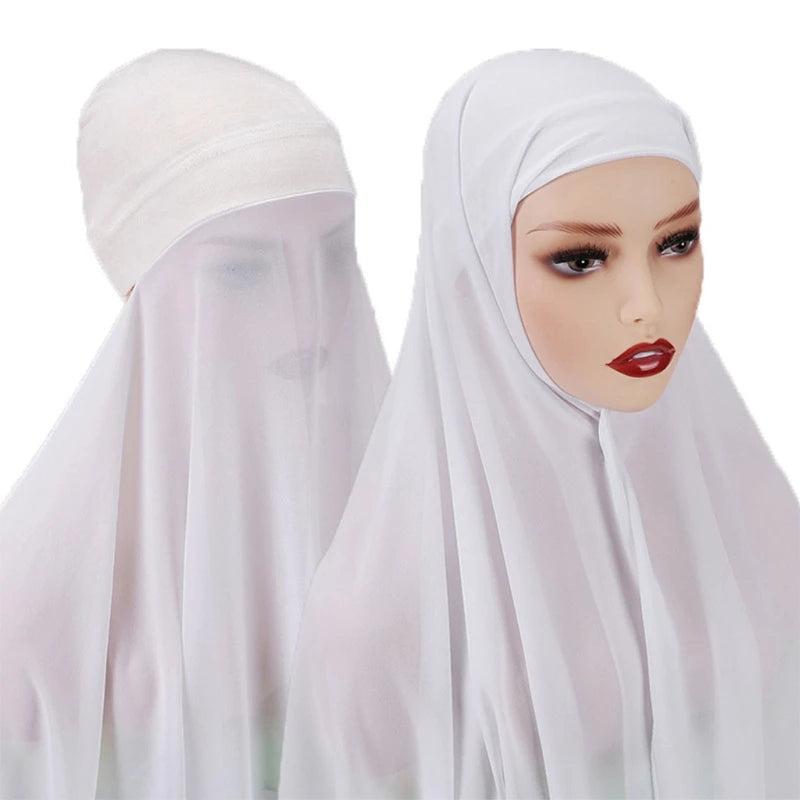 Stylish Muslim Women Bonnet with Rope Shawl Convenient Elastic Underscarf Islam Inner Hijab Cover Headwrap N58F