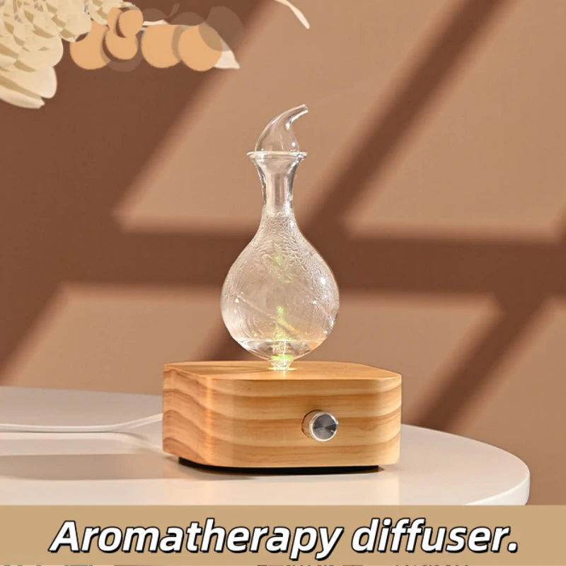 Essential Oil Diffuser Nebulizer 30ml Waterless Operated Aromatherapy Diffuser Wood and Glass Aroma Diffuser Scent Machine