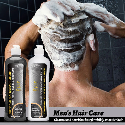 Biotin & Black Sesame Shampoo Conditioner Set Hair Repair Treatment Nourishing & Strengthening 450ml x 2 for All Hair Types