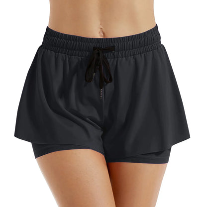 Women Sports Short Skirt 2 In 1 Yoga Shorts Side Fork Fitness Running Tennis Badminton Anti Exposure Skirt Gym Sportswear