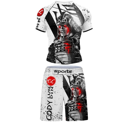 Two Sets of Sportswear, Bjj Jiu Jitsu Gi Rashguard + MMA Shorts, Muay Thai Pants, Cool Boxing Suit, Running Suit, Fitness Suit