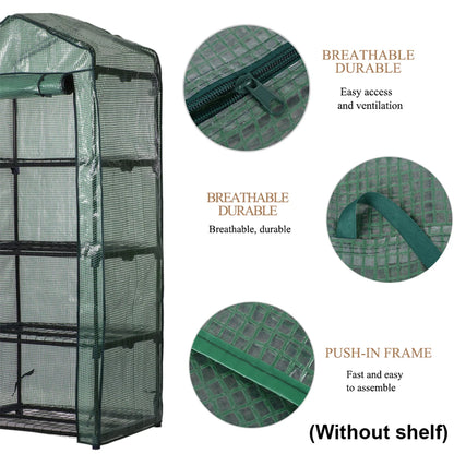 4 Tier Mini Garden Greenhouse Cover Replacement Cover with Roll-up Zipper Door Water resistant hyaline plant Flowers and Vegetab