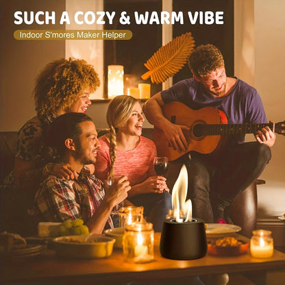 Portable Tabletop Metal Stove, Cylinder Fire Pit - Cast Iron/Ceramic Indoor/Outdoor Fireplace, Low Smoke Burning System