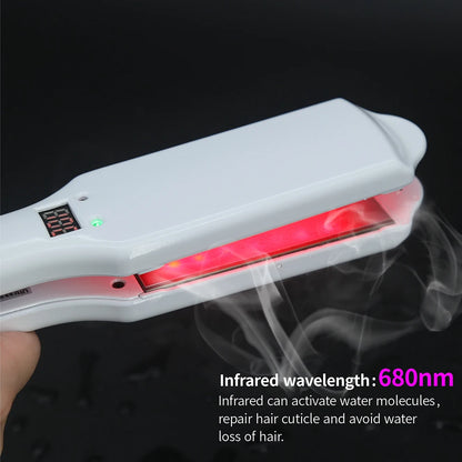 Ultrasonic Infrared Hair Care Iron Keratin Argan Oil Recovers Damaged Wide Plate Hair Straight LCD Display Treatment Cold Irons