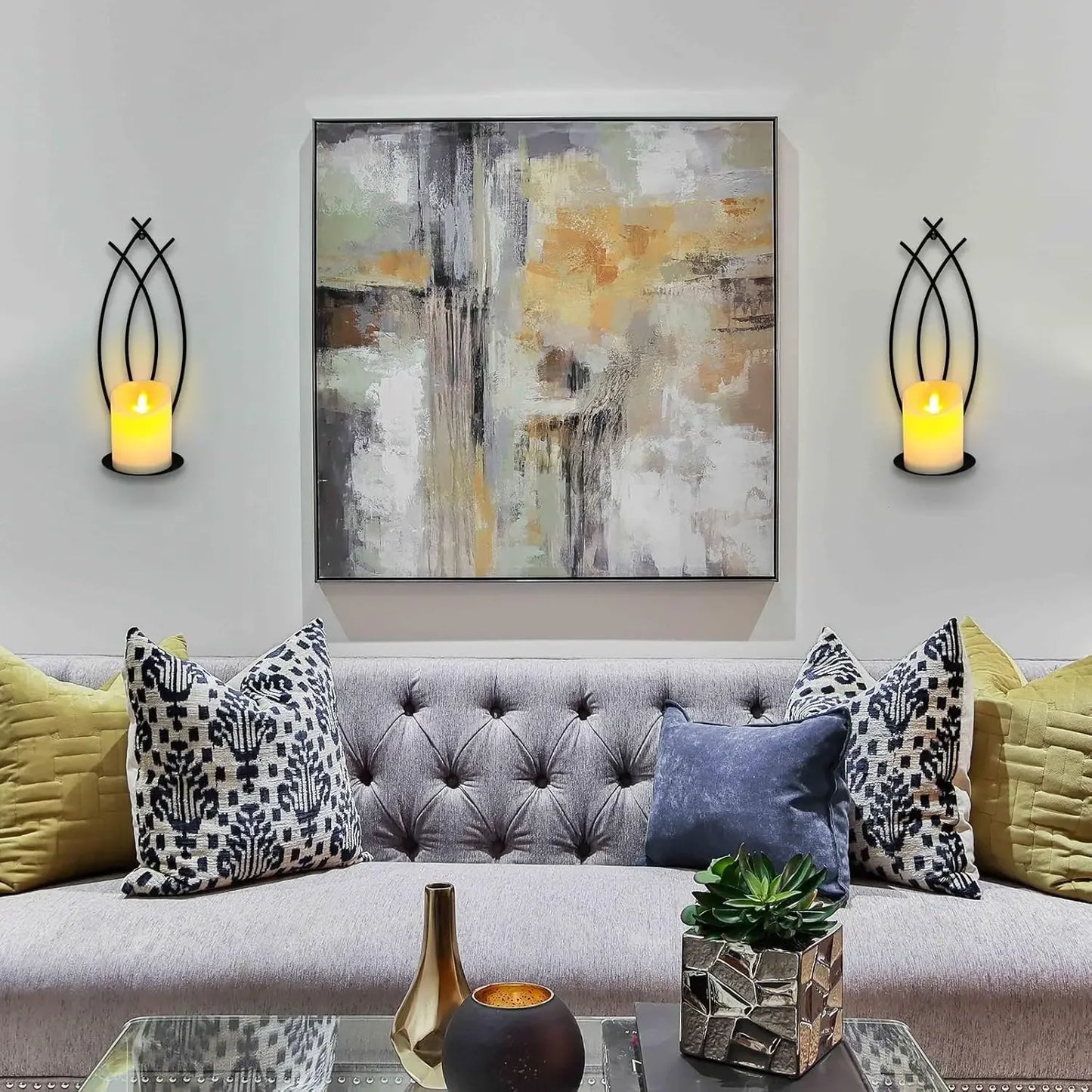 Wall Candle Sconces Holder Set of 2, Flame-Like Wall Decor Sconces Decorative Wall Sconces for Candles, Wall Mounted Candle Hol