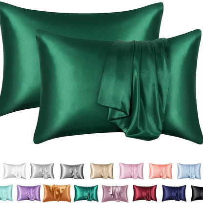 2pcs Satin Pillowcase for Skin and Hair, Satin Pillow Cases Set of 2 Soft Breathable Smooth Cooling Pillow Covers for Sleeping