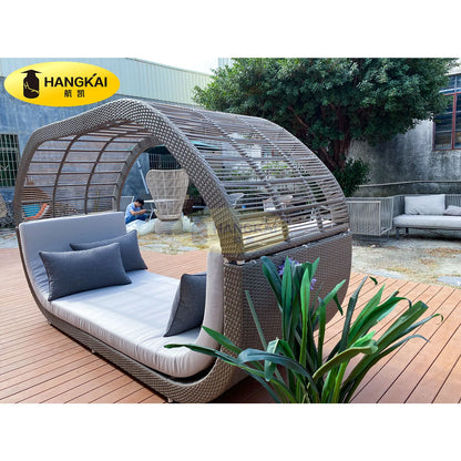 Poolside Patio All Weather Lounger PE Rattan Square Outdoor Day Bed