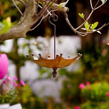 1pc Outdoor Hanging Bird Feeder Tray Umbrella-shaped Iron Feeder & Water Bowl for Garden Courtyard Backyard Hummingbird Feeder