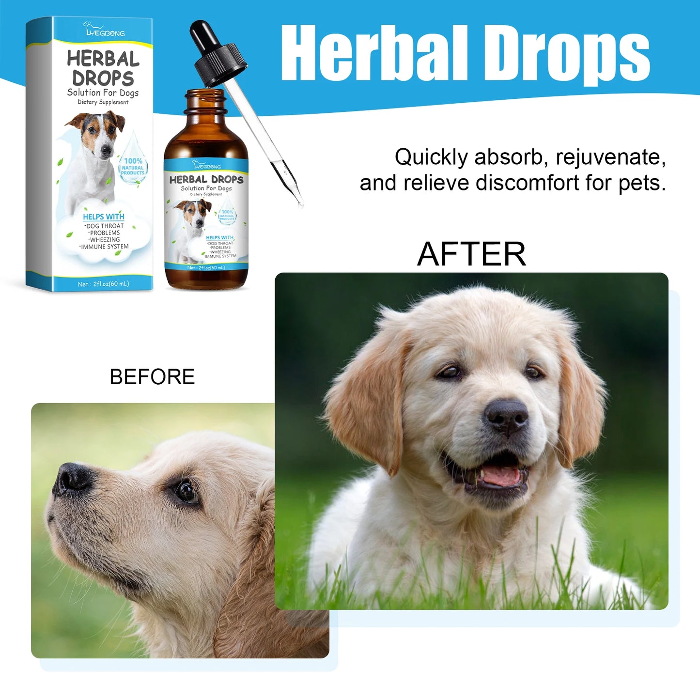 Herbal Drops to Relieve Pet Coughs Relieve Pet Discomfort and Restore Their Vitality Pet Cough and Runny Nose Care